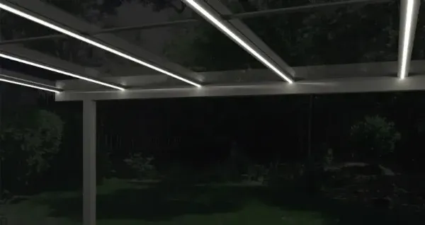 LED-Stripes zur Beleuchtung der Terrassenüberdachung